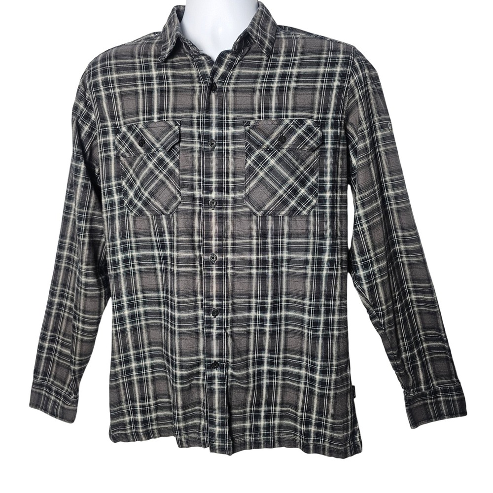KUHL Mens Cotton Tencel Plaid Button Down Shirt S Gray Outdoor Gorpcore
